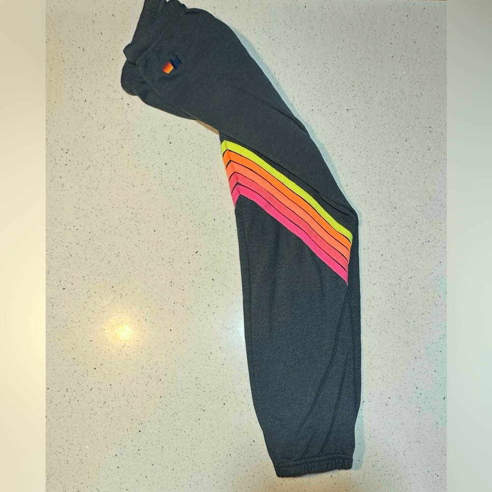 AVIATOR NATION 5 STRIPE SWEATPANTS - PRE-LOVED // NEON RAINBOW - Picture 5 of 12